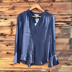 JOIE | NWT 100% Silk Navy Blue Long Sleeve Blouse S
